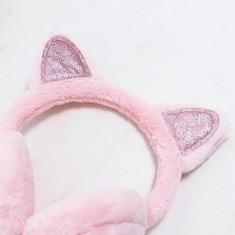 Glitter Heart Cat Earmuffs
