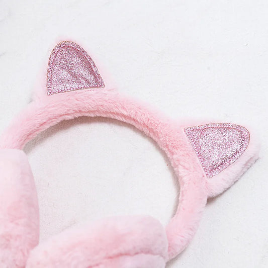 Glitter Heart Cat Earmuffs